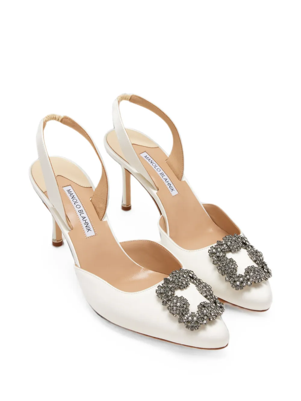 Manolo Blahnik Hangisli crystal-buckle pumps Wit