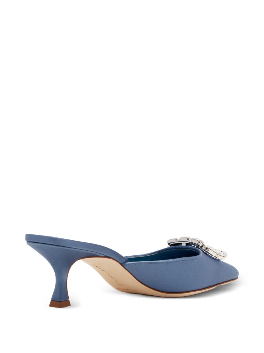 Manolo Blahnik Mayjou muiltjes met hak en kristallen gesp Blauw