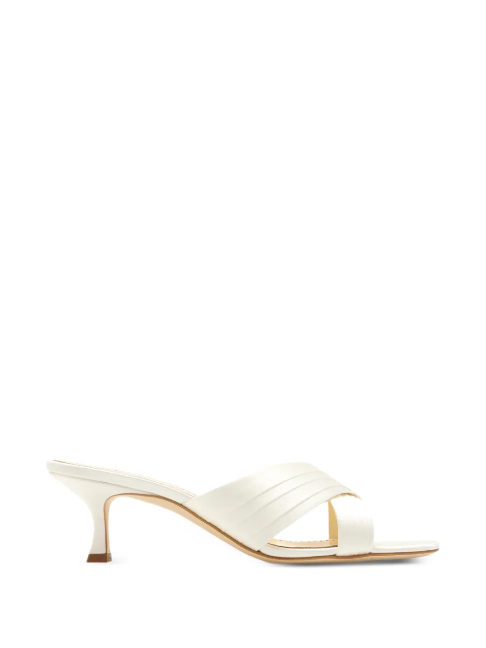 Manolo Blahnik Vieramul crossover-strap pleated mules Beige