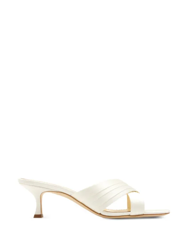 Manolo Blahnik Vieramul Crossover-strap Pleated Sandals in Neutrals