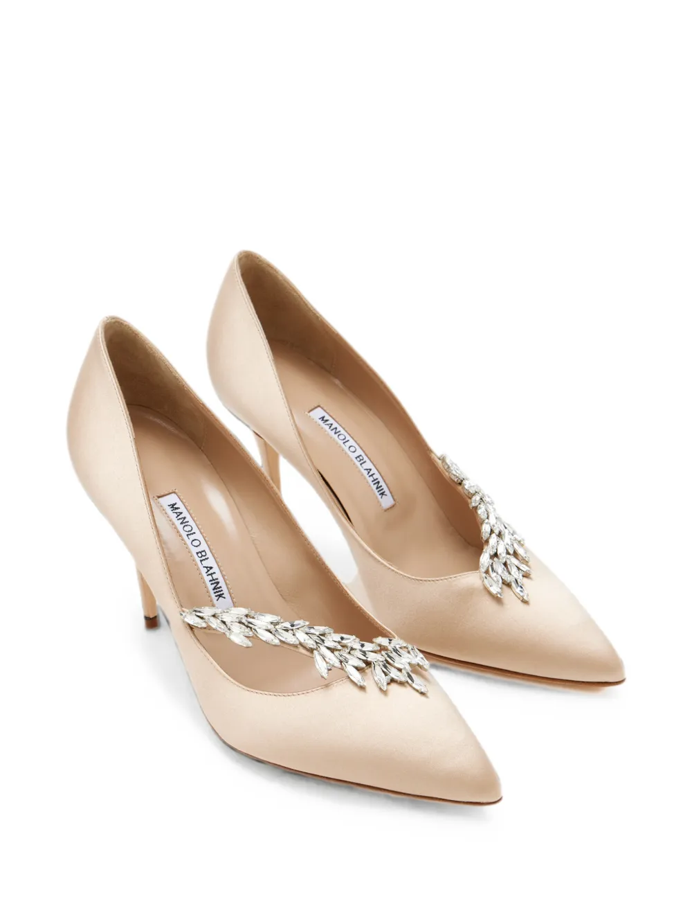 Manolo Blahnik Nadira crystal-embellished pointed-toe pumps Beige