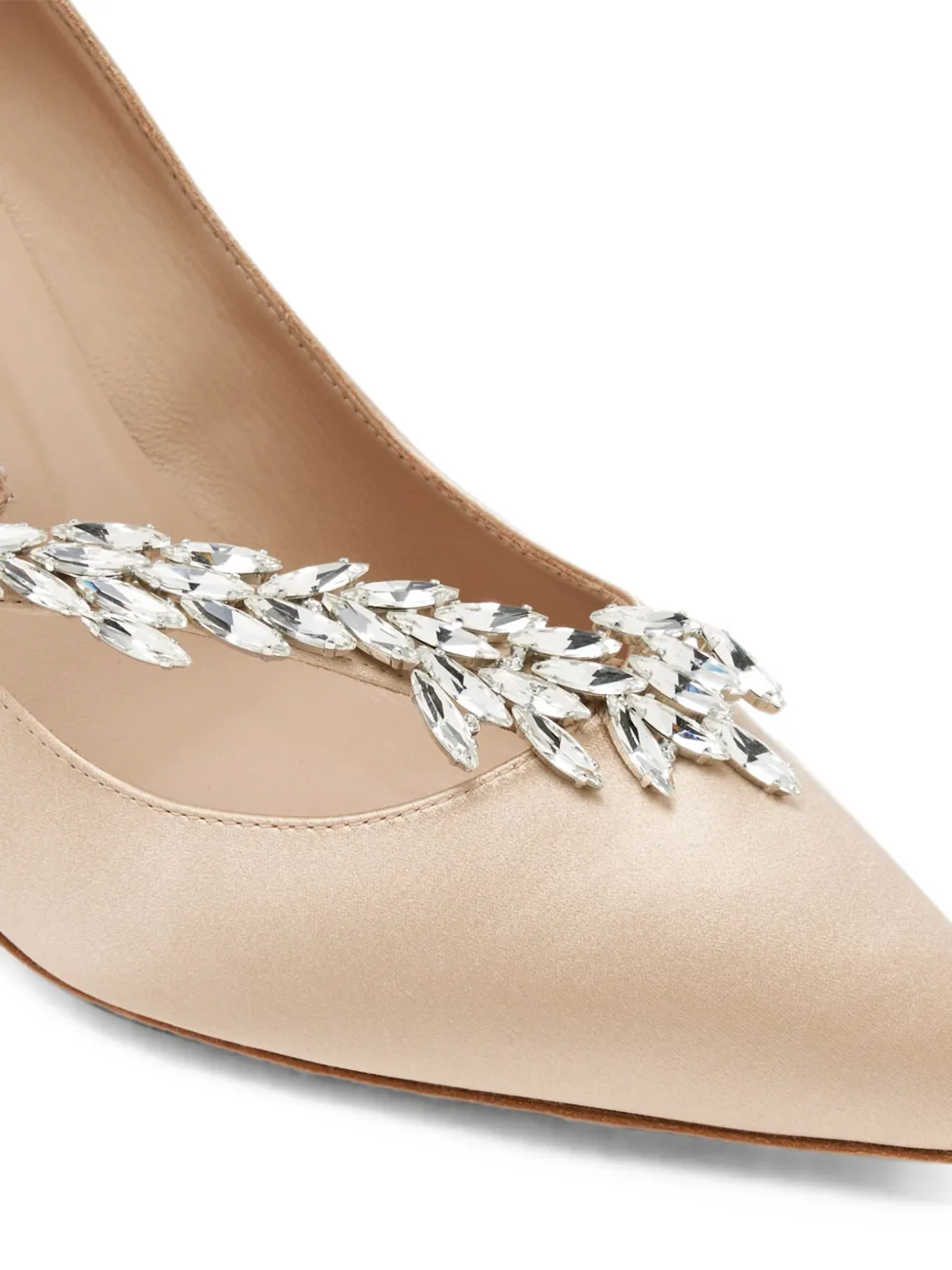 Manolo Blahnik Nadira crystal-embellished pointed-toe pumps Beige