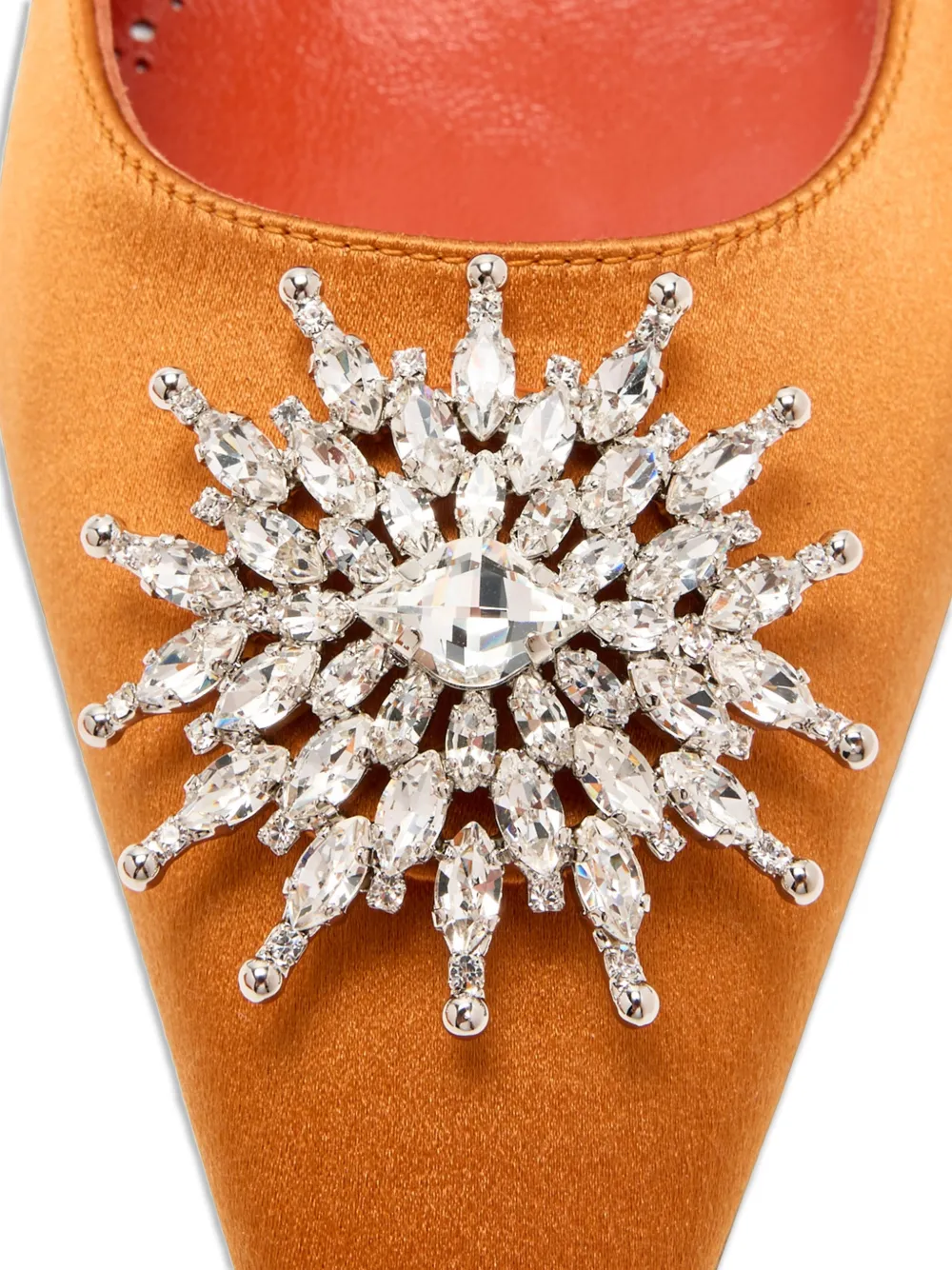 Manolo Blahnik Ballerina's met puntige neus en kristallen Oranje