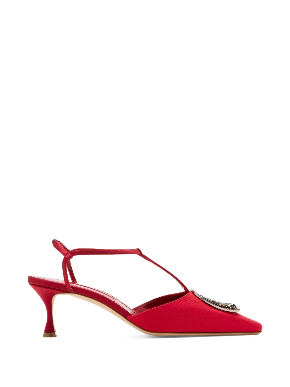 Manolo Blahnik Takal pumps verfraaid met kristallen en puntige neus Rood