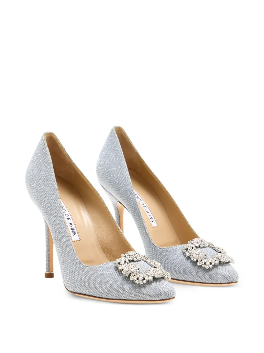 Manolo Blahnik Hangisi pumps met kristallen gesp Zilver