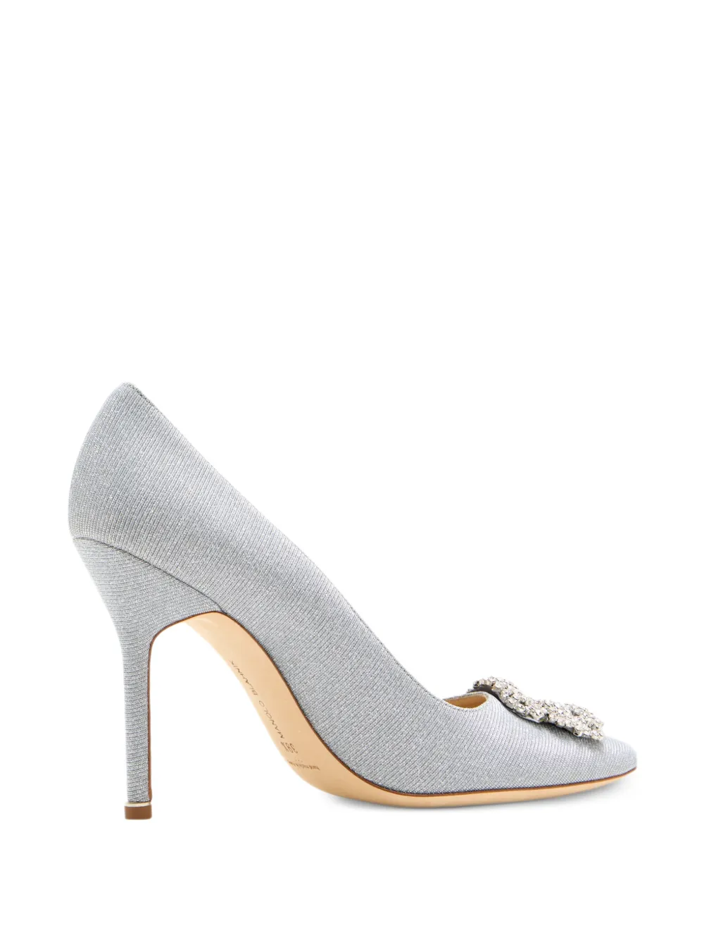 Manolo Blahnik Hangisi pumps met kristallen gesp Zilver