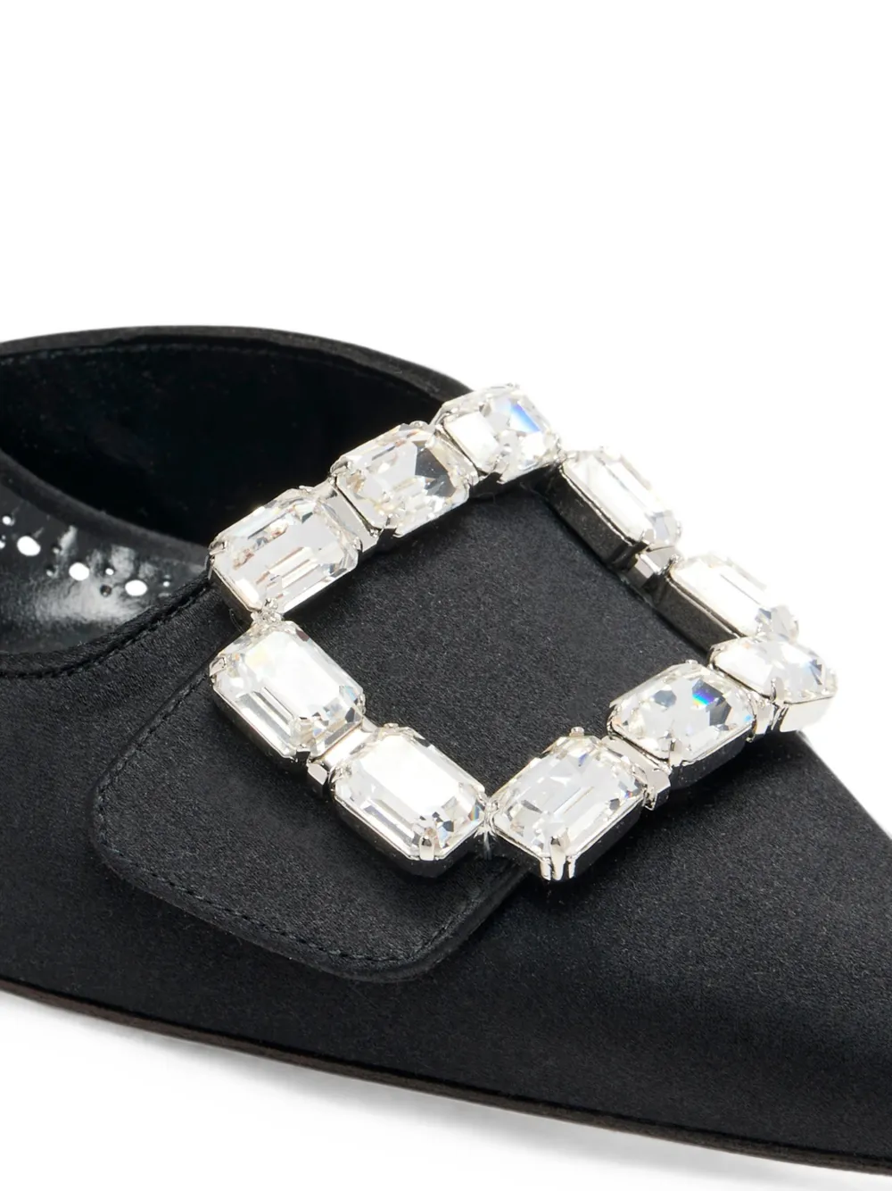 Manolo Blahnik Maysale crystal-buckle slingback pumps Zwart