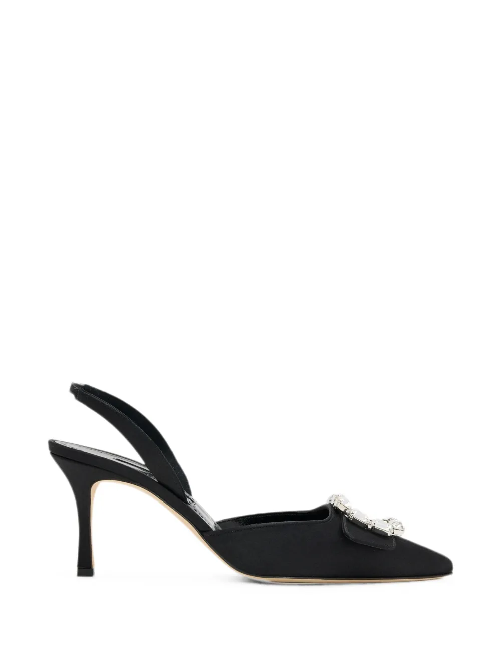 Manolo Blahnik Maysale crystal-buckle slingback pumps Zwart