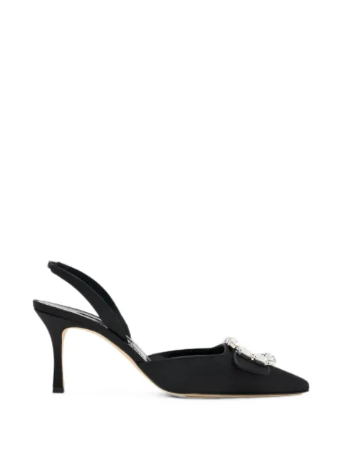 Manolo Blahnik Maysale crystal-buckle slingback pumps