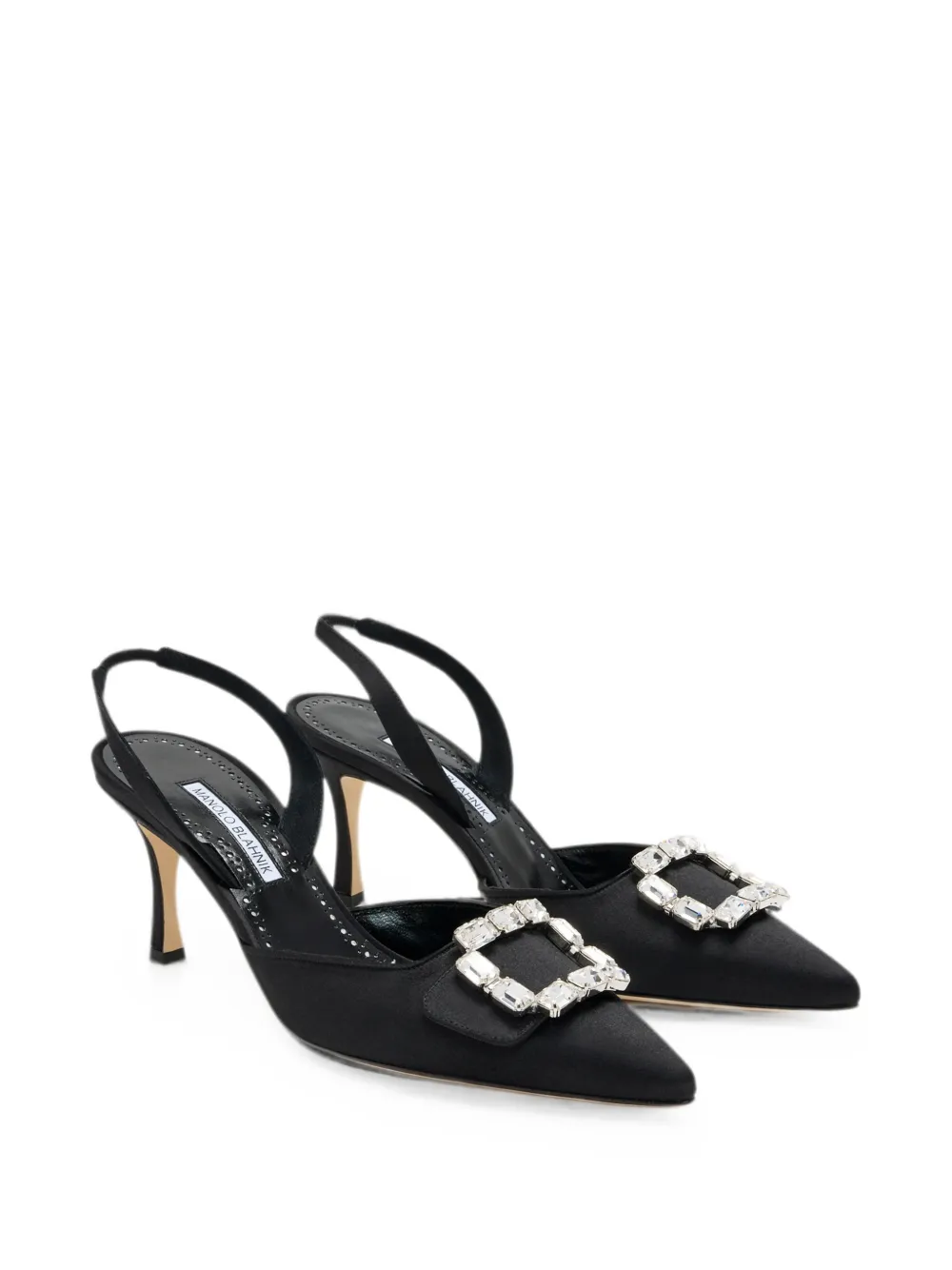 Manolo Blahnik Maysale crystal-buckle slingback pumps Zwart
