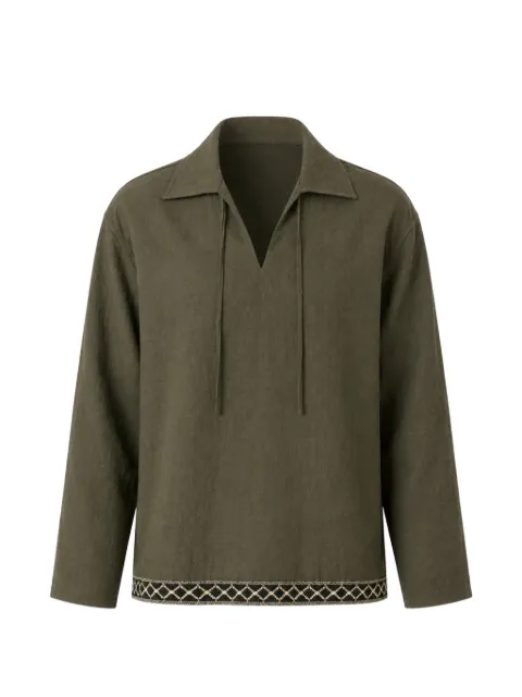 COMMAS Resort embroidered front-tie shirt