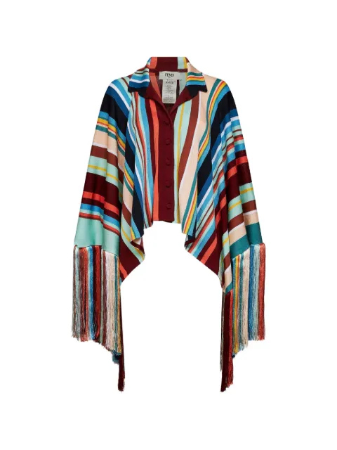 FENDI intarsia-knit fringed poncho