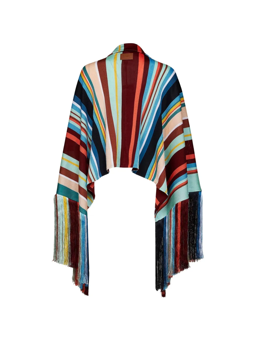 FENDI Intarsia poncho met franje Rood
