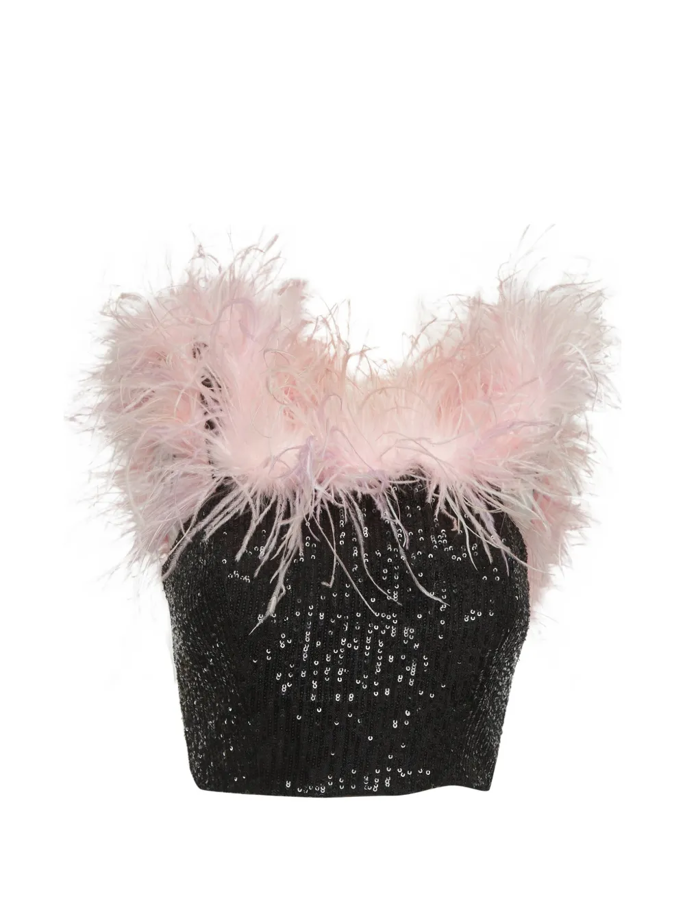 Self-Portrait 2023 sequin-embellished crop top - Schwarz