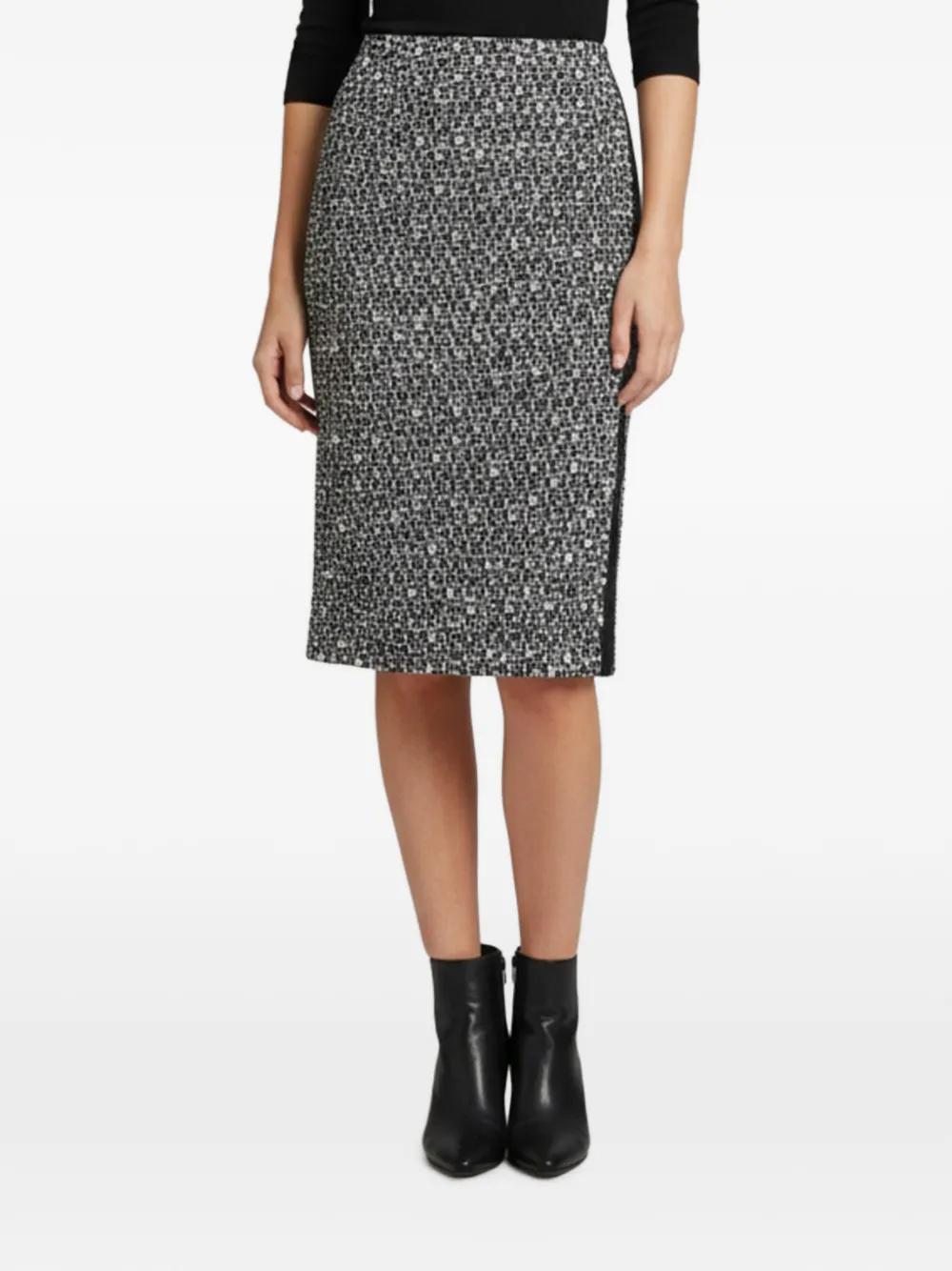 Oscar de la Renta Pre-Owned tweed side-slit midi skirt - Blu