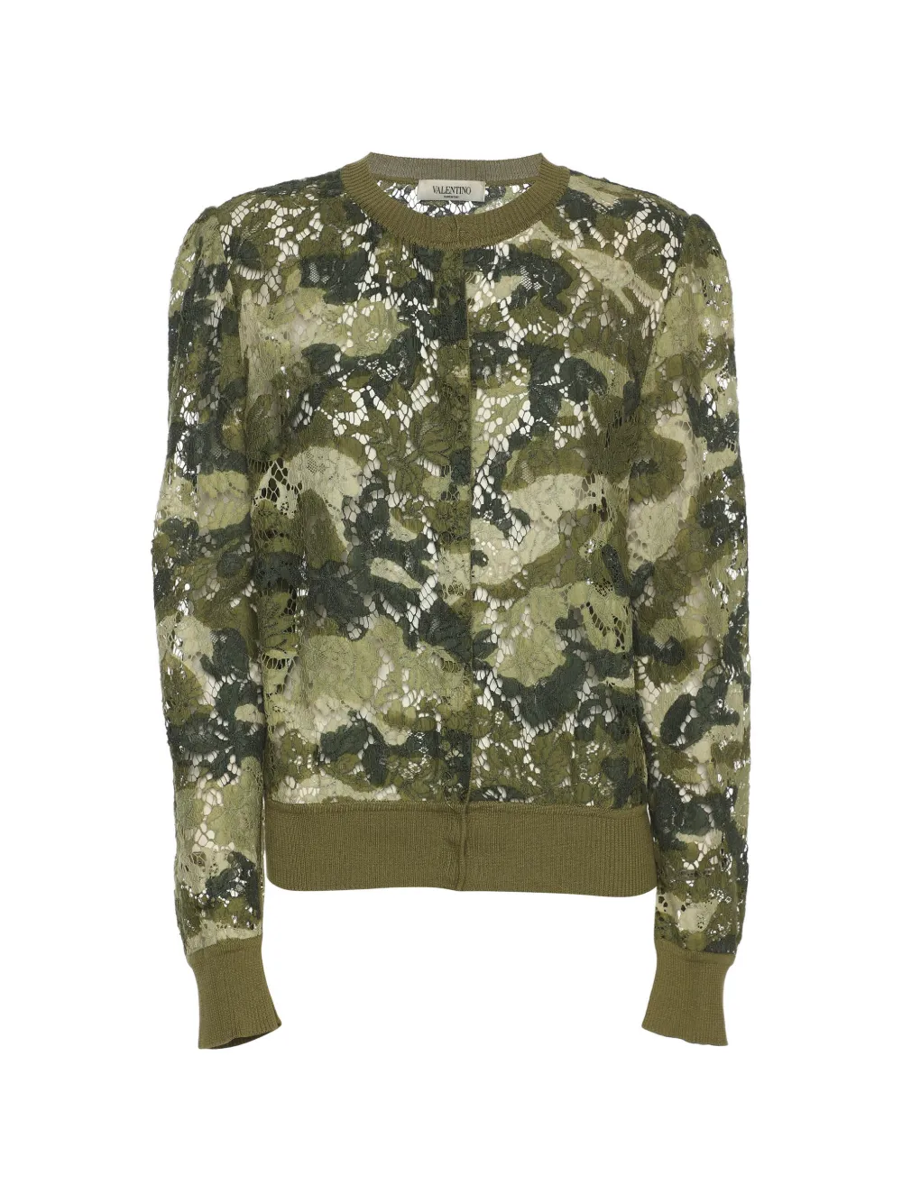 Valentino Garavani Pre-Owned camouflage-print lace cardigan - Verde