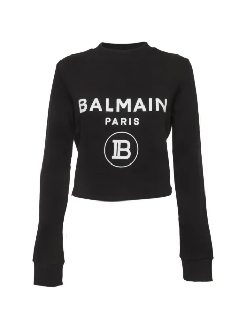 Balmain Pre-Owned suéter corto con logo estampado