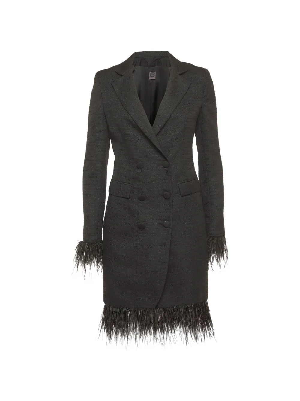 8 by Yoox tweed feather-trim mini dress - Nero
