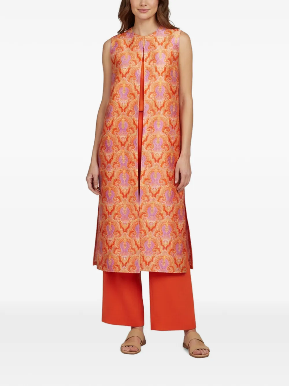 Pre-owned 424 Paisley-print Jumpsuit Set In Orange