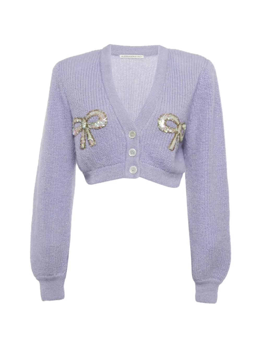 Alessandra Rich bow-embellished cropped cardigan - Viola