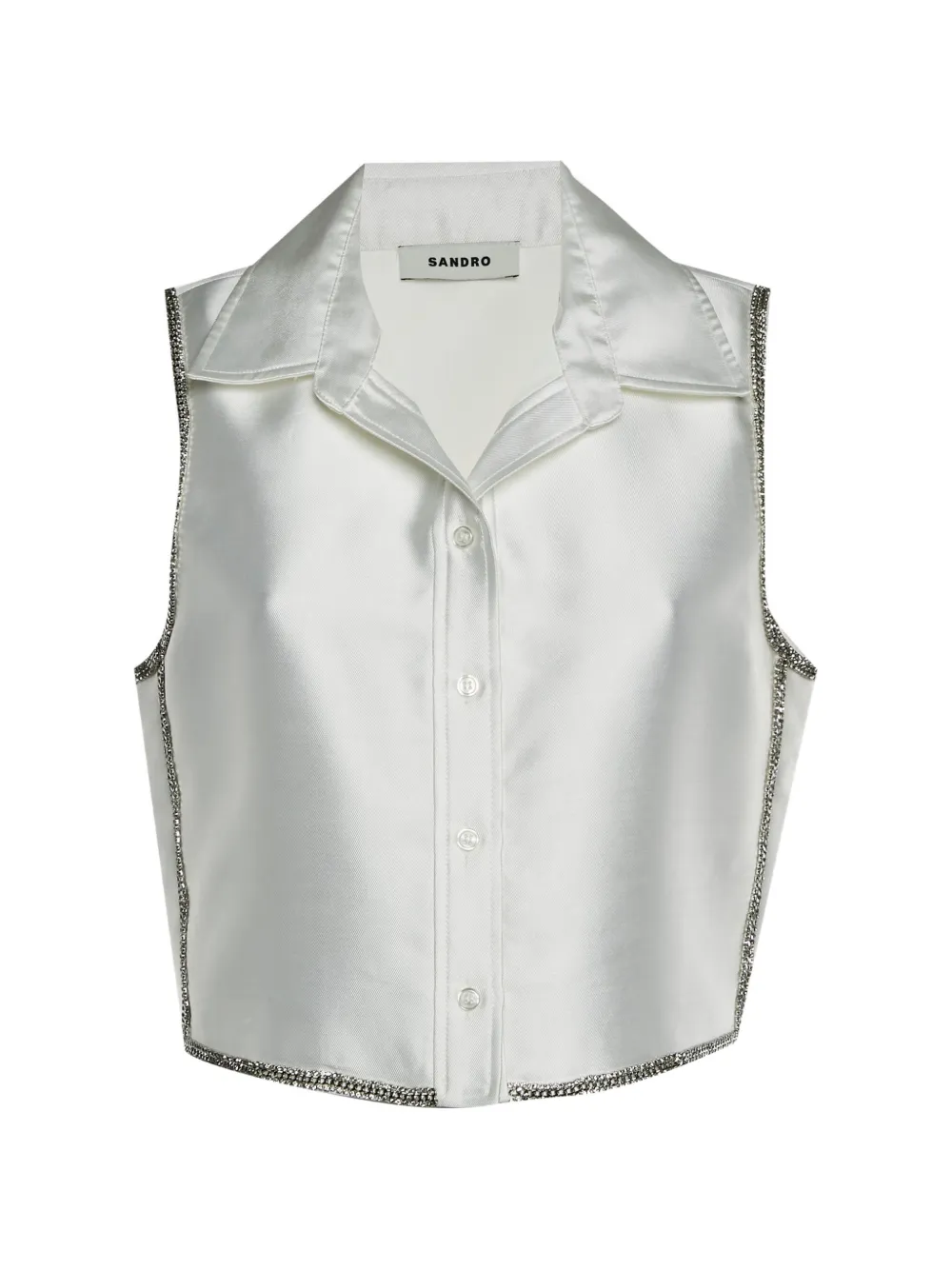 SANDRO Gleam crystal-embellished shirt - Bianco