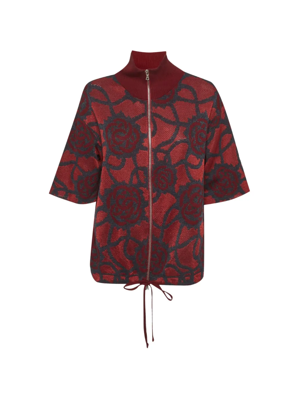 DVF Diane von Furstenberg rose-pattern zip-up sweater - Rot