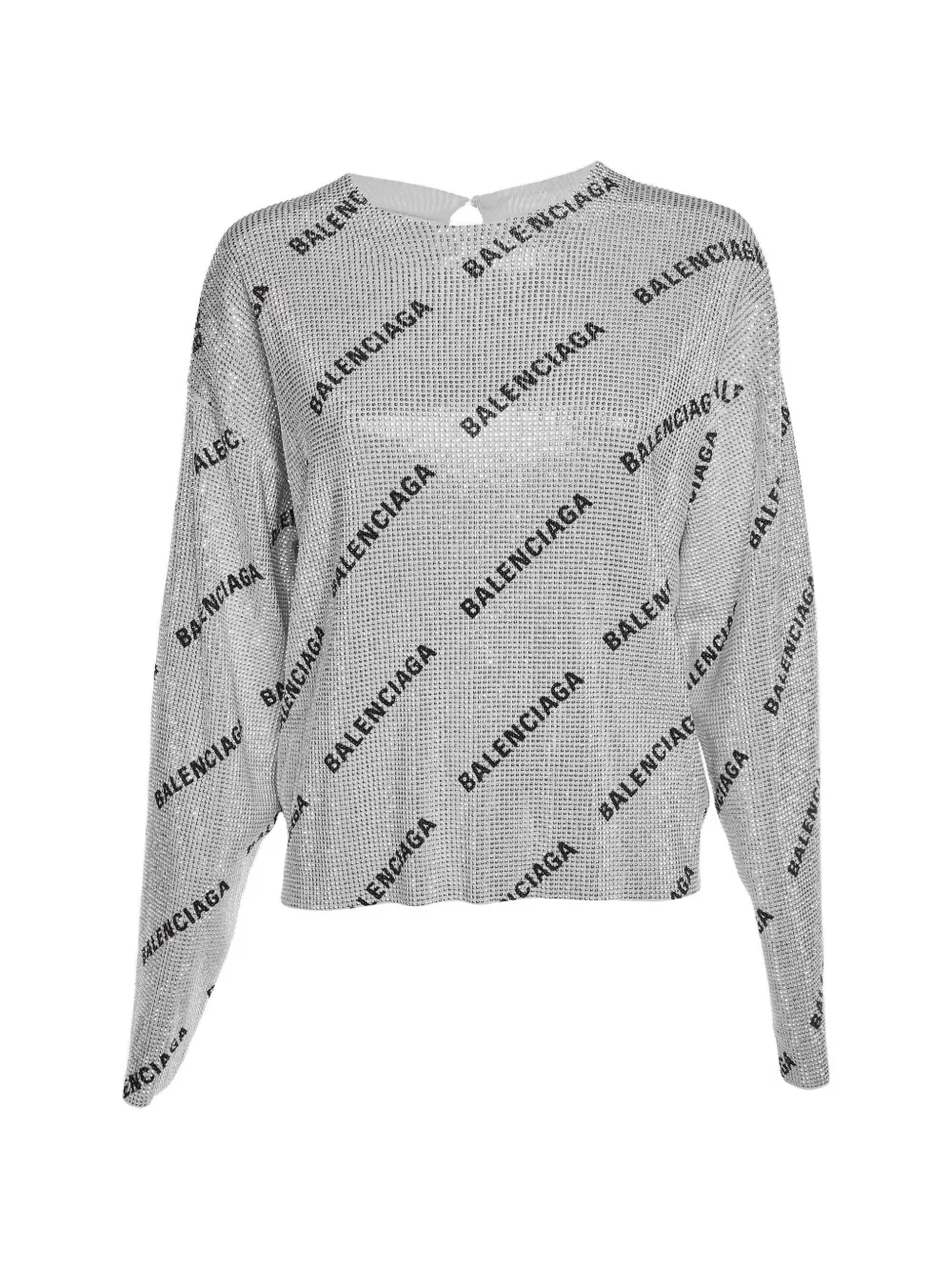 Balenciaga Pre-Owned logo rhinestone-embellished sweater - Grigio