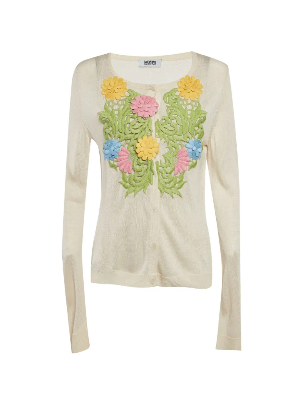Moschino Pre-Owned Cheap and Chic floral appliqué cardigan - Toni neutri