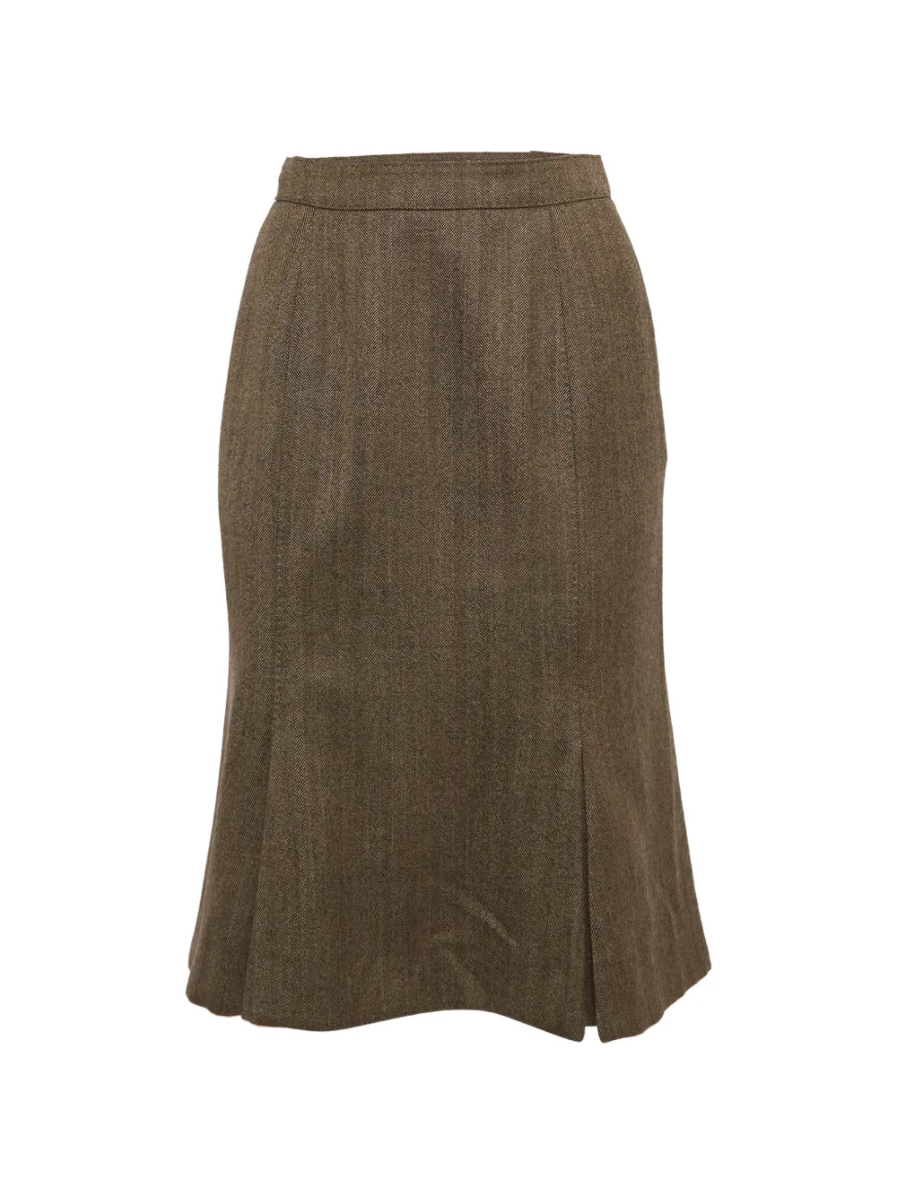 Saint Laurent Pre-Owned herringbone midi skirt - Braun