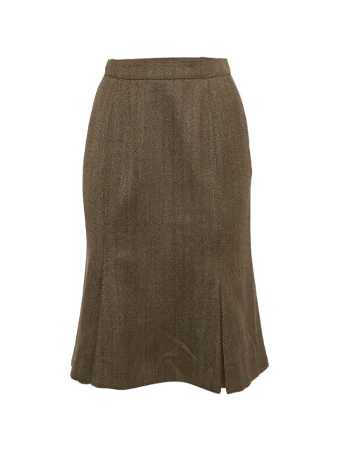Saint Laurent Pre-Owned falda midi con motivo pied de poule