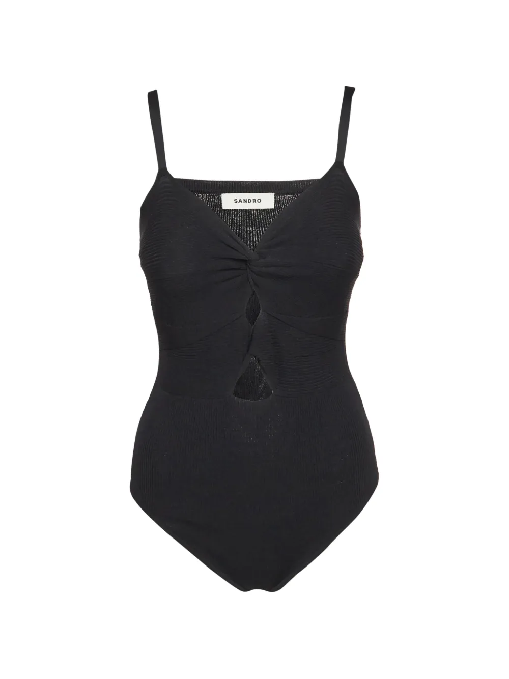 SANDRO ribbed-knit cut-out bodysuit - Nero