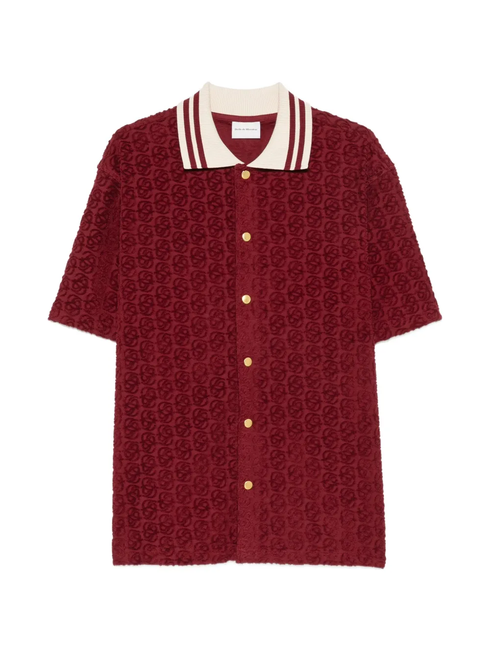 Drôle De Monsieur monogram-jacquard striped-collar shirt - Rosso
