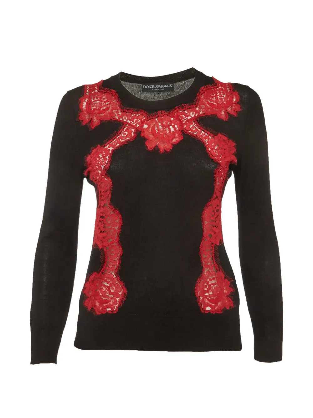 Pre-owned Dolce & Gabbana Lace Trim Sweater In Black