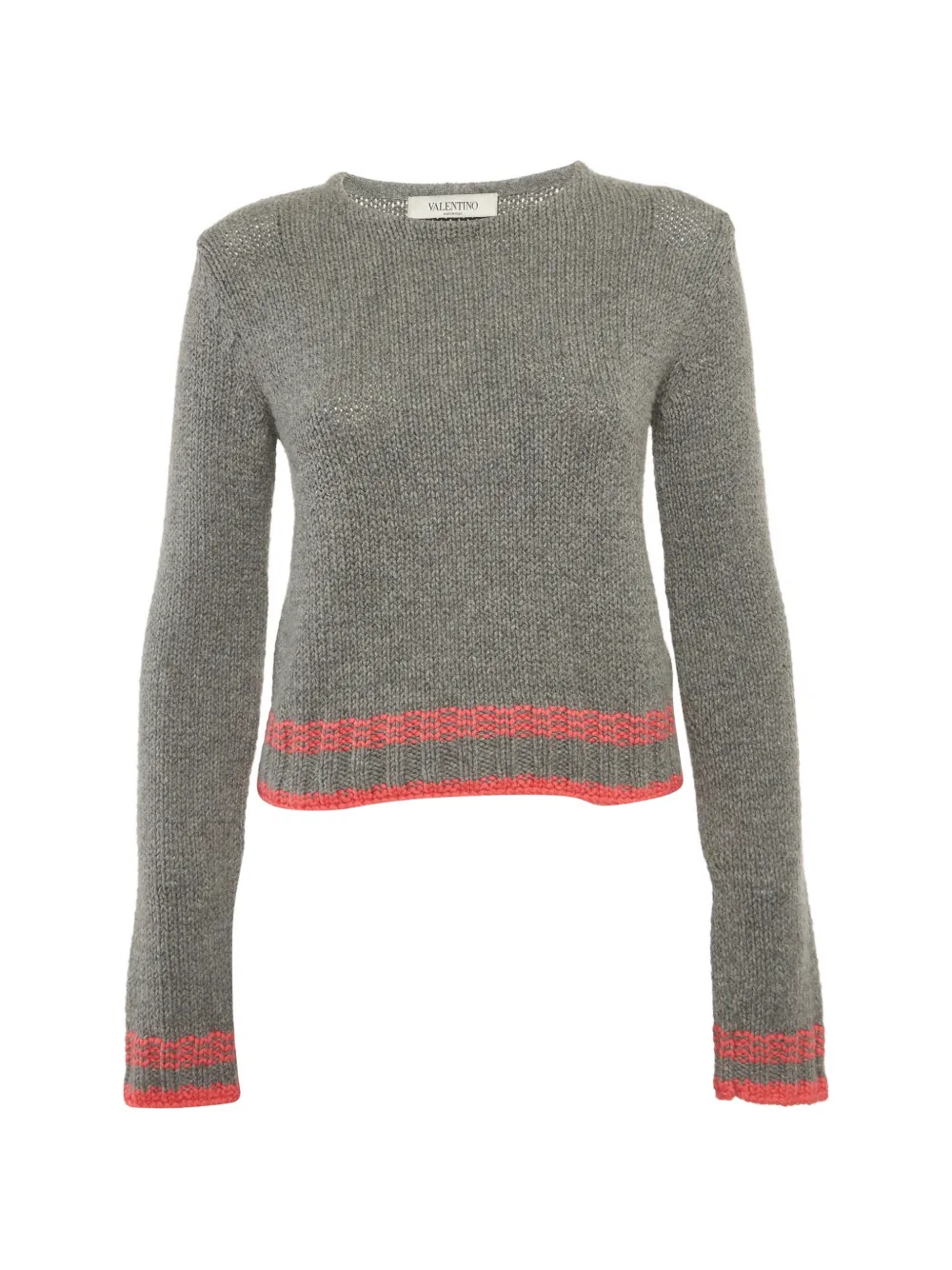 Valentino Garavani Pre-Owned ribbed-knit crew-neck sweater - Grigio