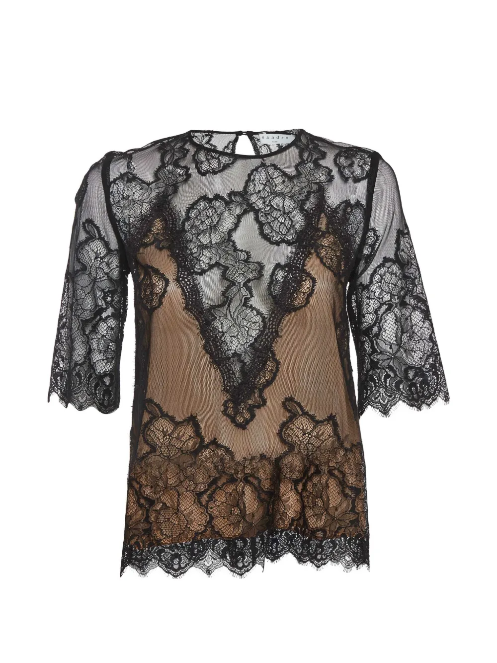 SANDRO laced short-sleeve top - Nero