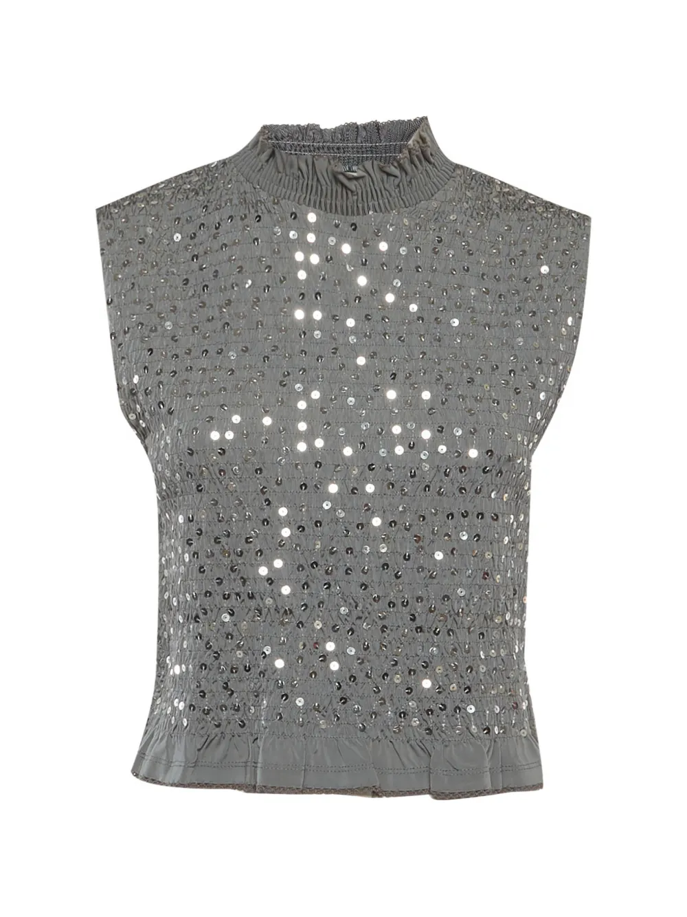 SANDRO sequin-embellished smocked top - Grigio