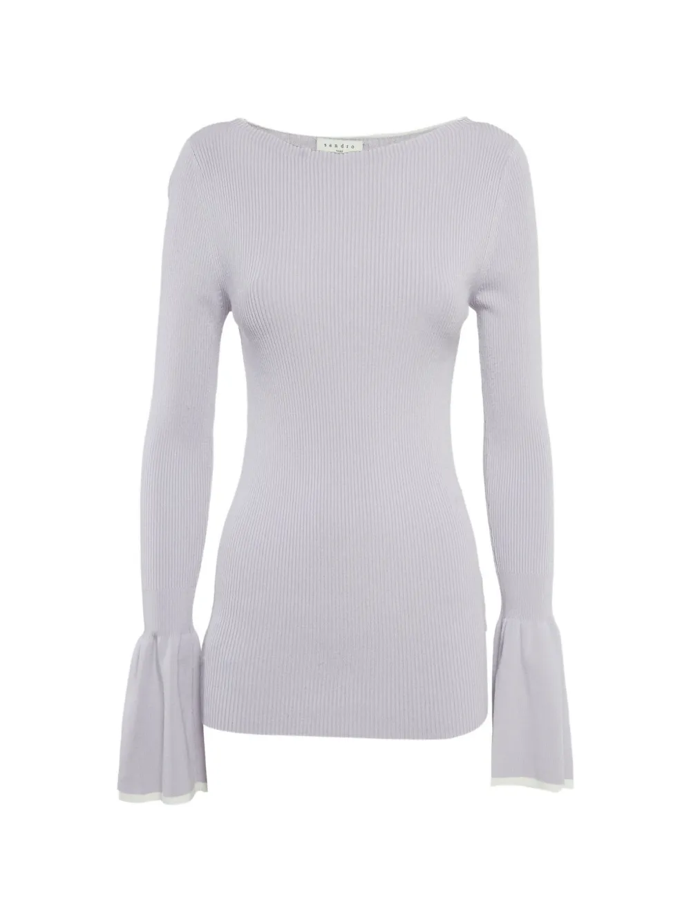 SANDRO ribbed-knit bell-sleeve top - Viola