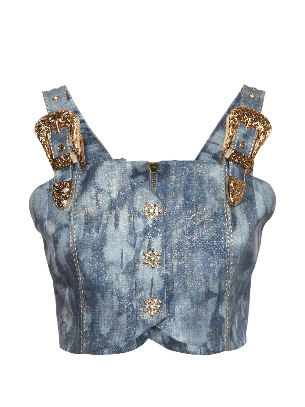 Copurs buckle-detail crop top - Blau