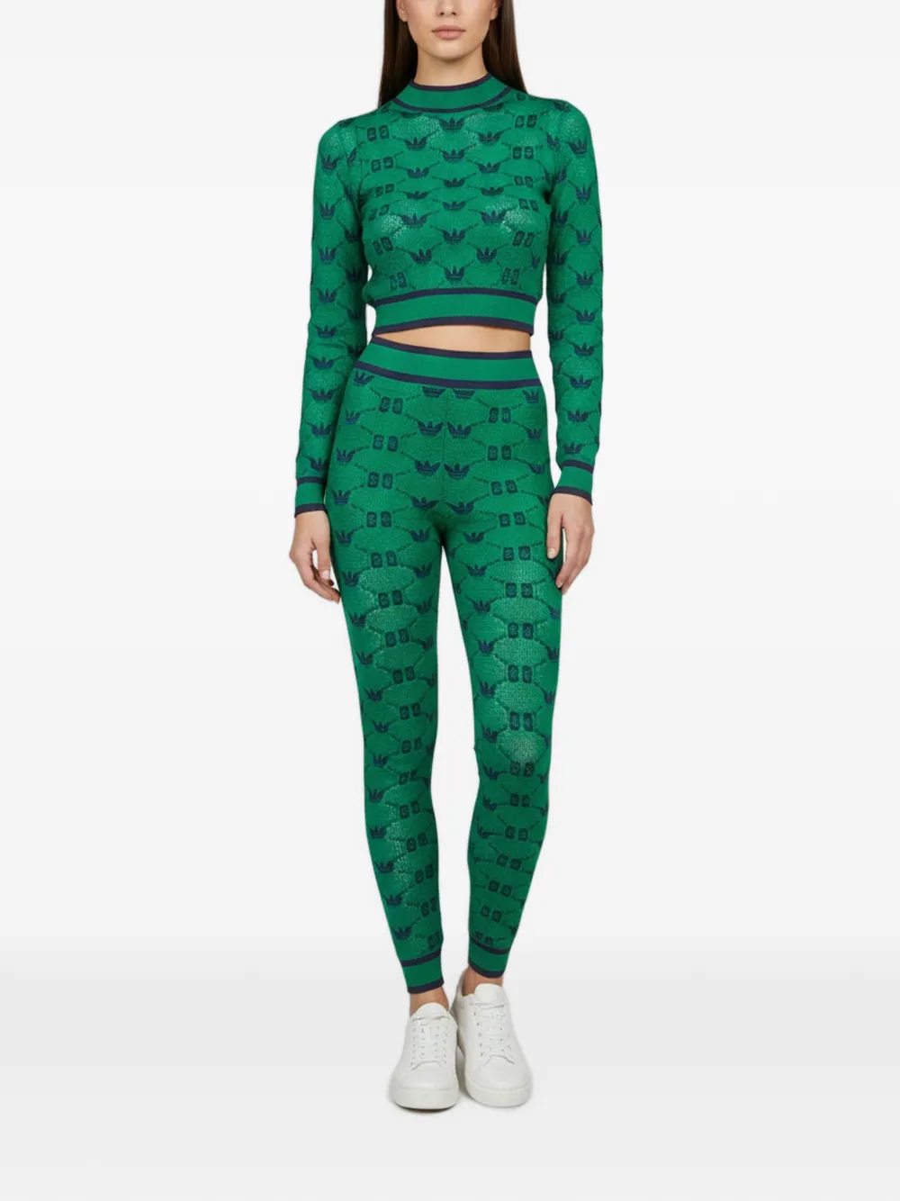 Gucci Pre-Owned x Adidas Monogram jacquard top and leggings - Verde