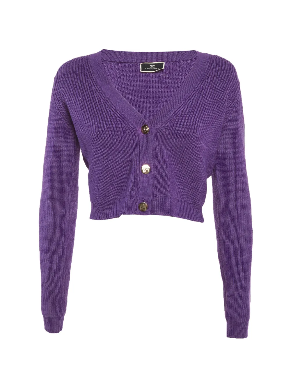 Elisabetta Franchi ribbed-knit cropped cardigan - Viola