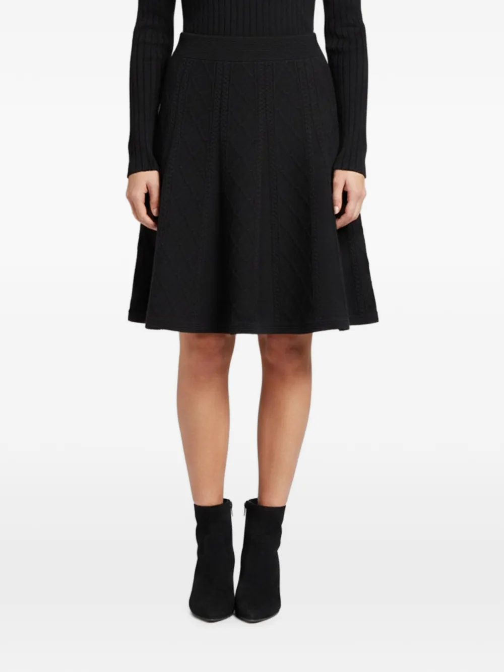 SANDRO ribbed flared midi skirt - Nero