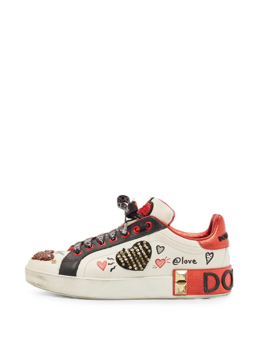 Dolce & Gabbana Pre-Owned Portofino heart-embellished sneakers - Bianco