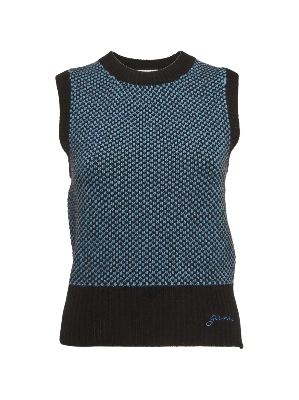 GANNI rib-knit sweater vest - Black