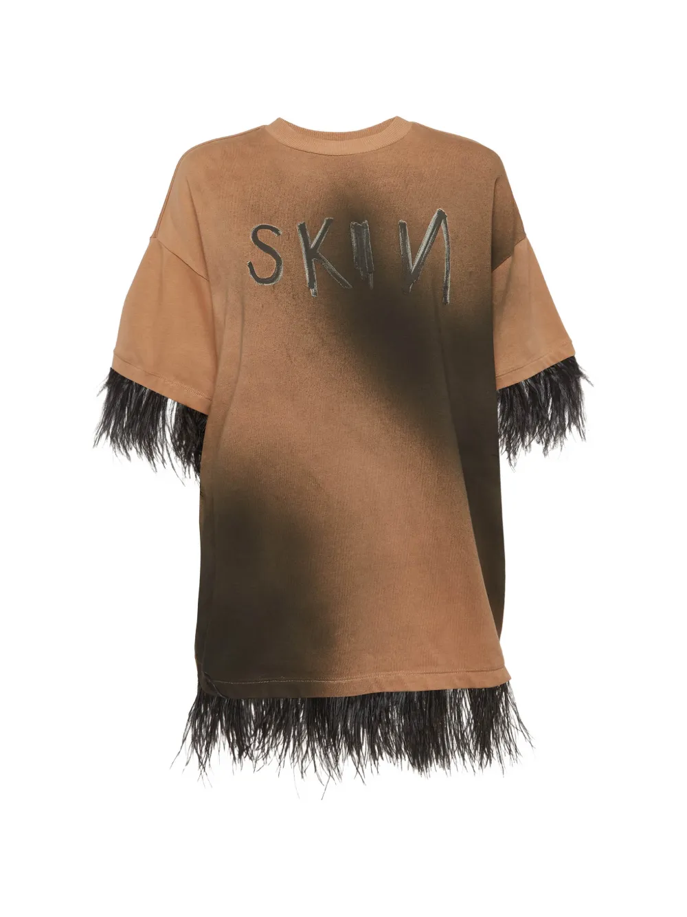 Roberto Cavalli Vintage t-shirt oversize à détails en plumes - Tons neutres