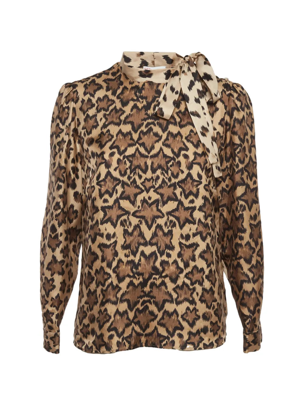 Red Valentino Vintage leopard-print pussy-bow blouse - Marrone