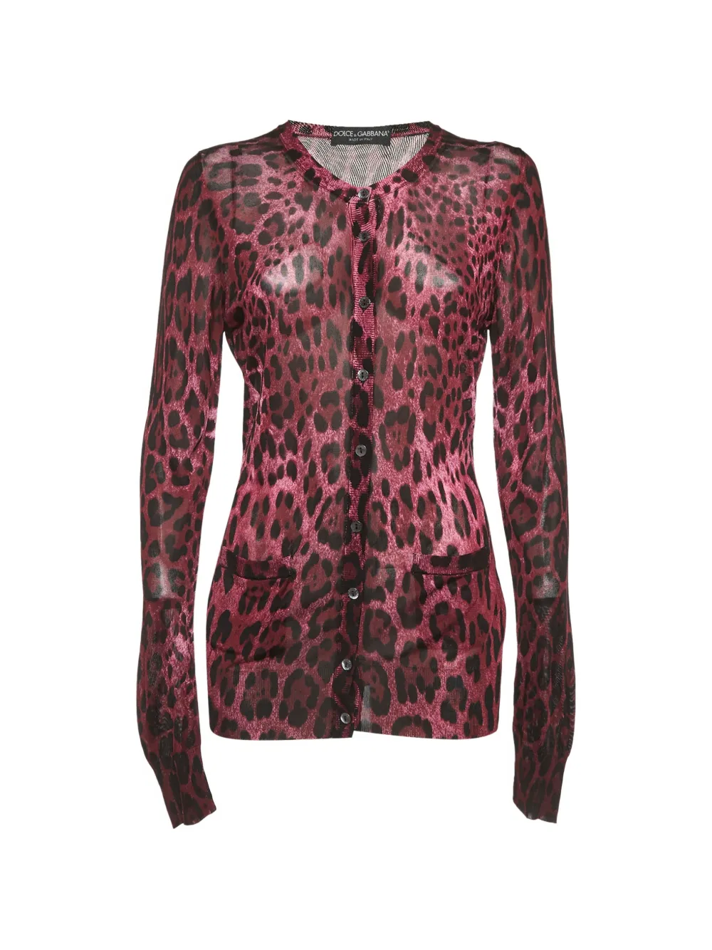 Pre-owned Dolce & Gabbana Leopard-print Cardigan In Pink