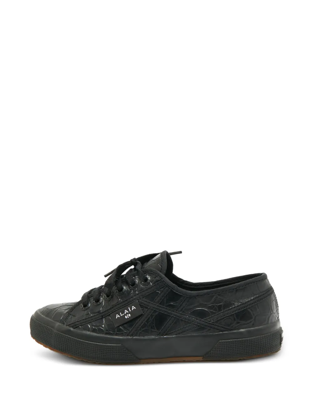 Alaïa Pre-Owned x Superga croc-embossed leather sneakers - Black