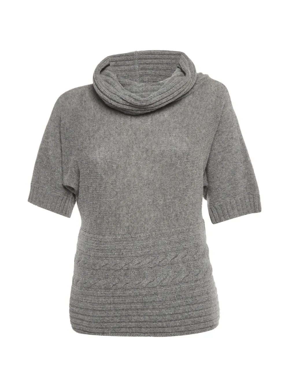 Pre-owned Max Mara Mock-neck Short-sleeve Sweater In Gray