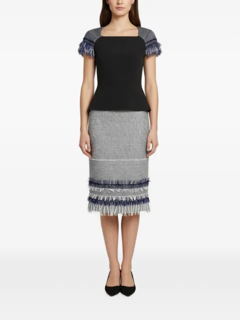 Roland Mouret tweed fringed midi skirt set