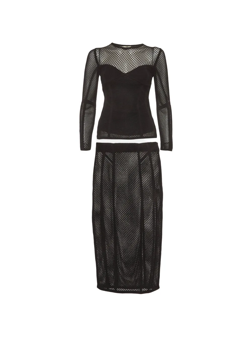 Fendi Pre-Owned mesh midi skirt set - Nero